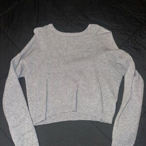La Hearts Charcoal Ribbed Knit Top